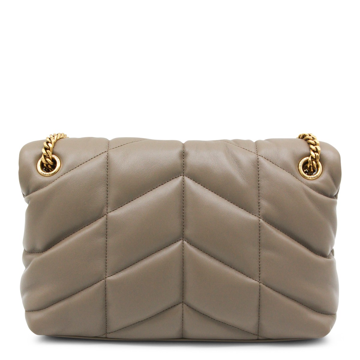 TAUPE LEATHER LOULOU PUFFER SMALL...