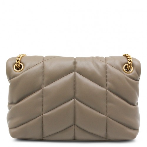 TAUPE LEATHER LOULOU PUFFER SMALL SHOULDER BAG