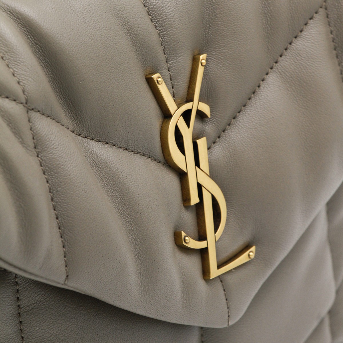 TAUPE LEATHER LOULOU PUFFER SMALL...