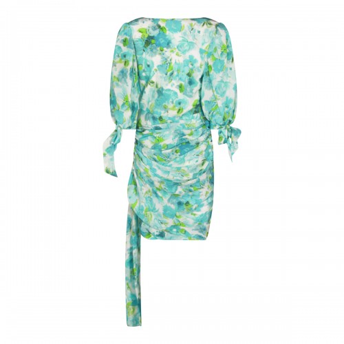 WHITE AND BLUE SILK DRESS