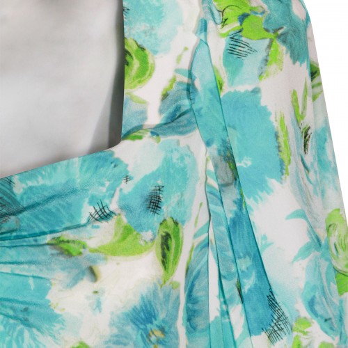 WHITE AND BLUE SILK DRESS