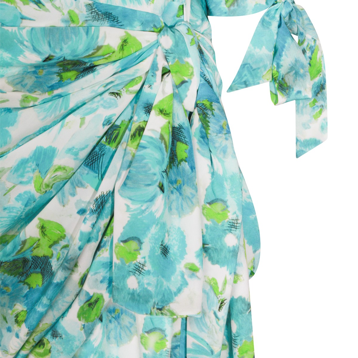 WHITE AND BLUE SILK DRESS