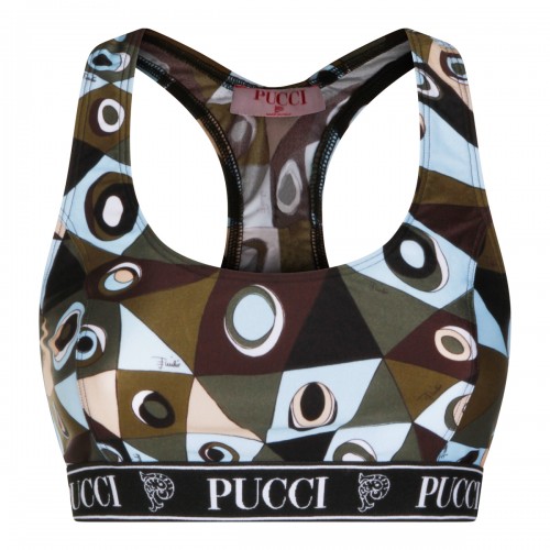 KHAKI BLUE PRINTED TOP