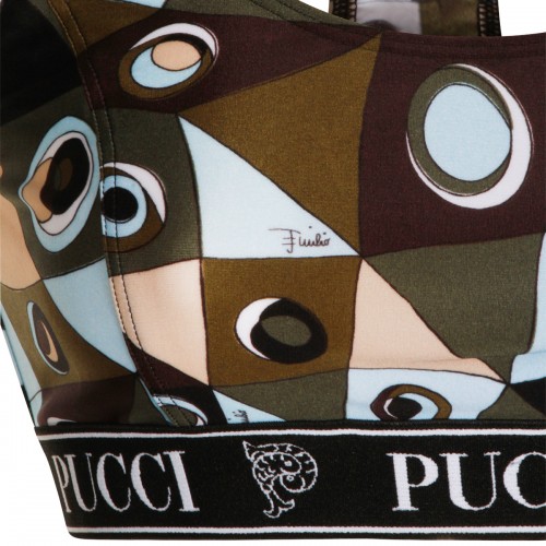 KHAKI BLUE PRINTED TOP