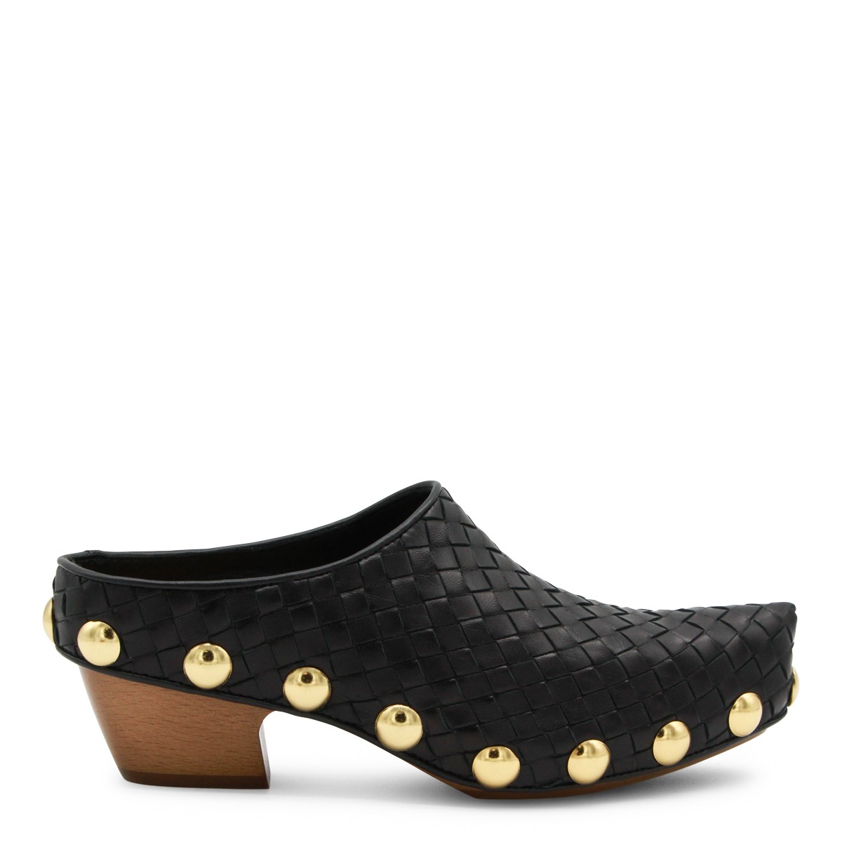 BLACK LEATHER GONDOLA PUMPS