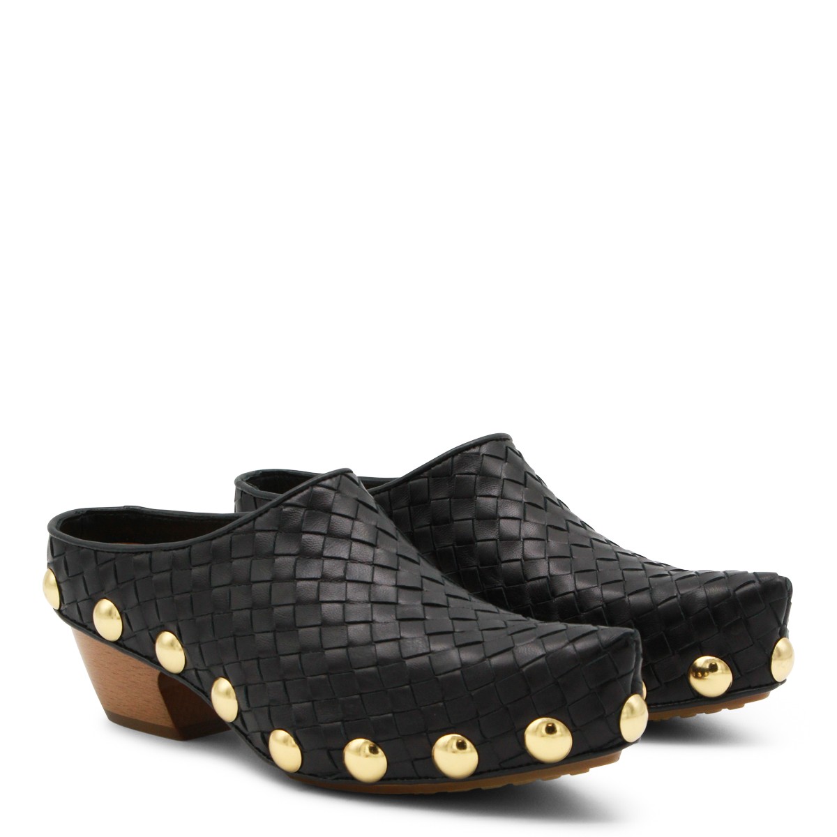 BLACK LEATHER GONDOLA PUMPS