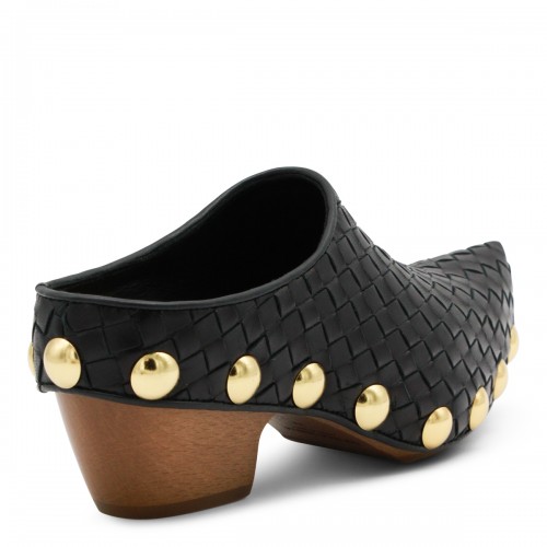 BLACK LEATHER GONDOLA PUMPS