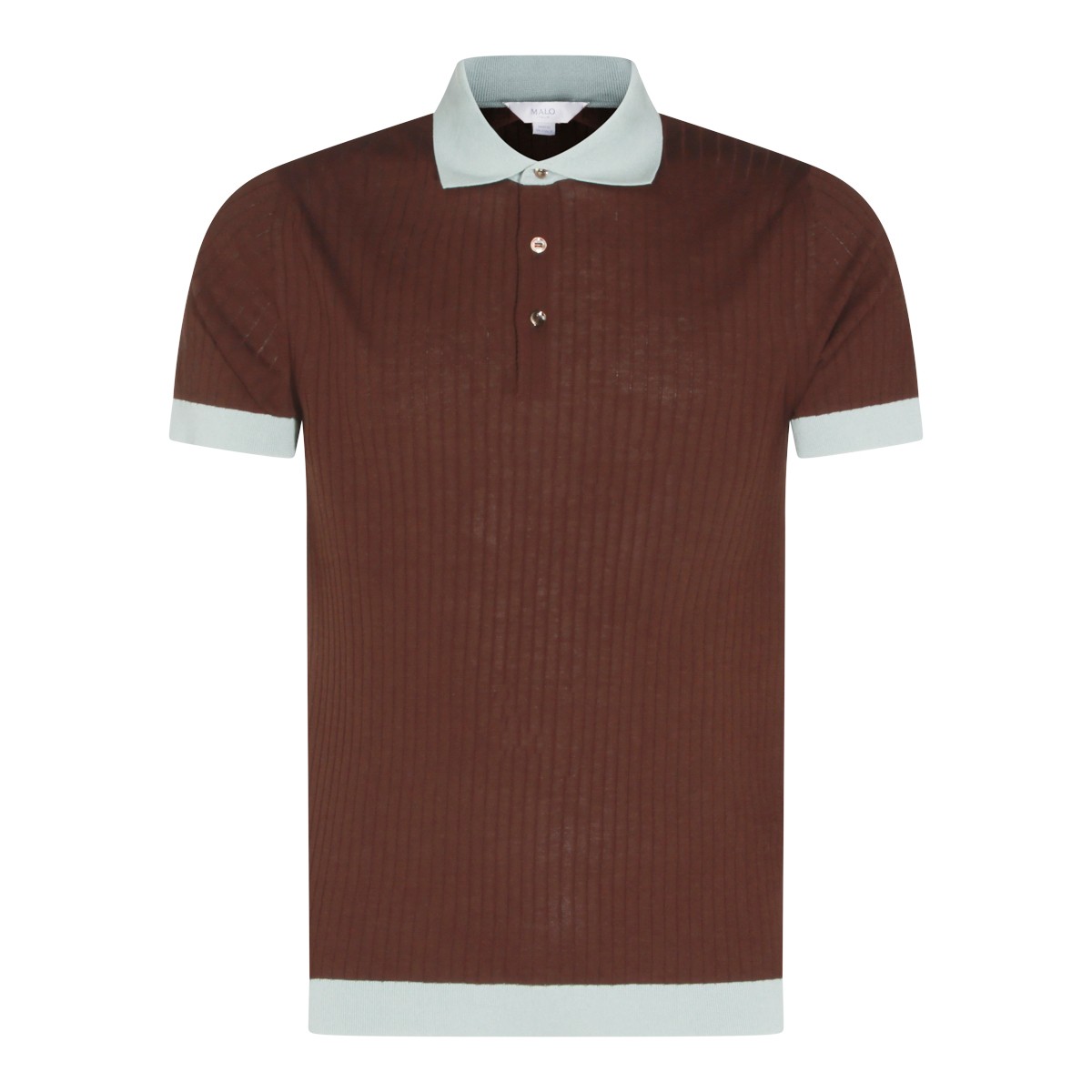 BROWN AND LIGHT BLUE COTTON POLO SHIRT