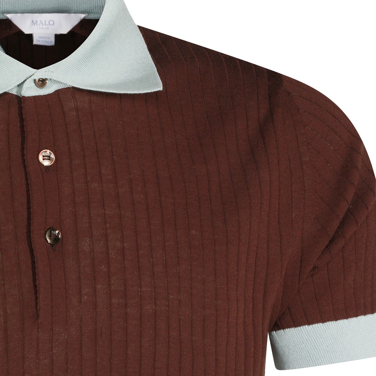 BROWN AND LIGHT BLUE COTTON POLO SHIRT