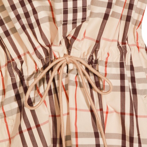 ALMOND BEIGE COTTON IP CHECK DRESS