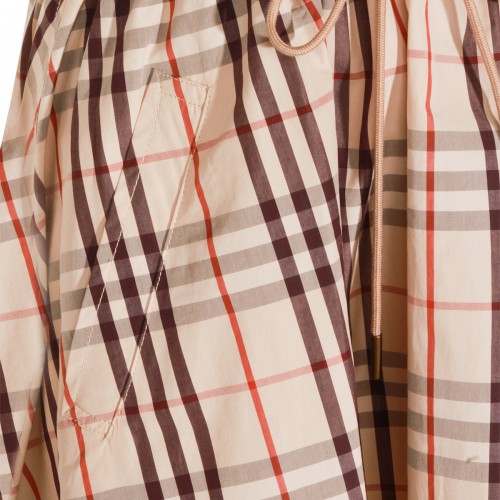 ALMOND BEIGE COTTON IP CHECK DRESS