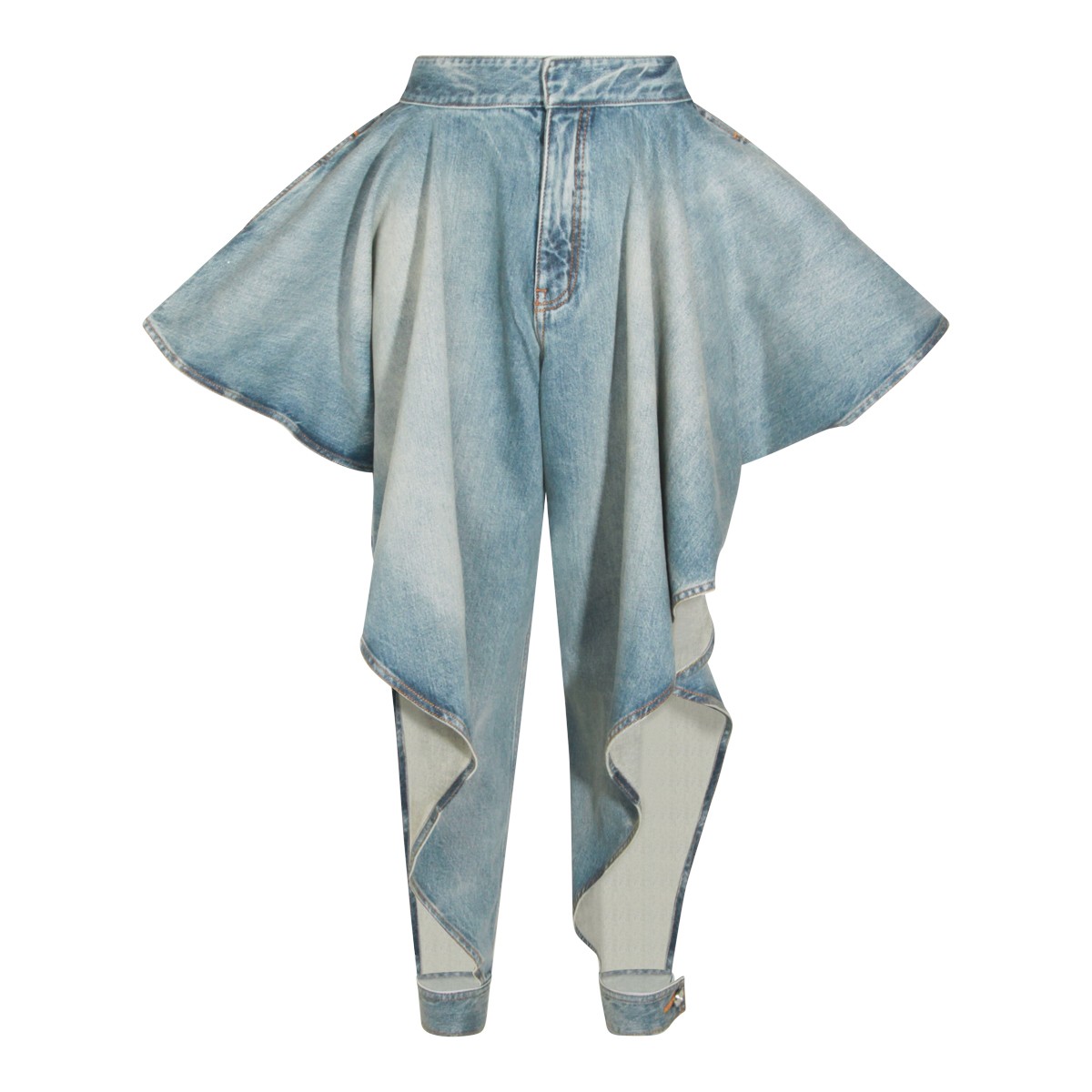 FADED BLUE PANELLED DENIM JEANS