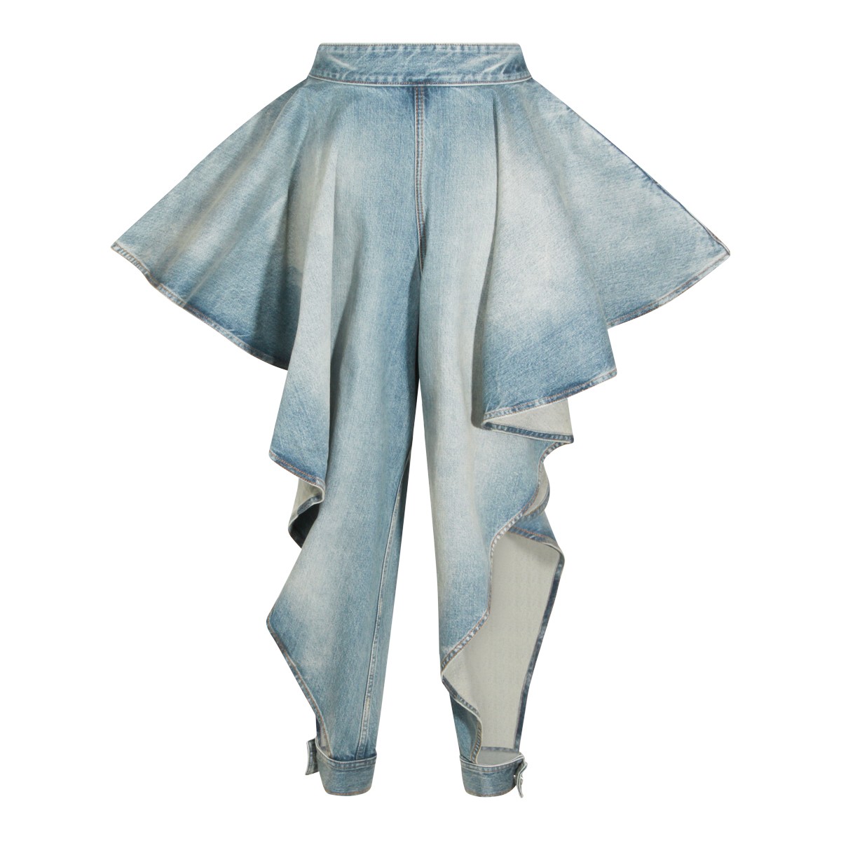 FADED BLUE PANELLED DENIM JEANS