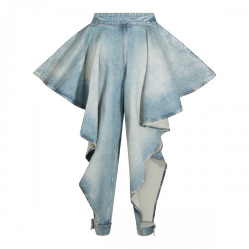FADED BLUE PANELLED DENIM JEANS
