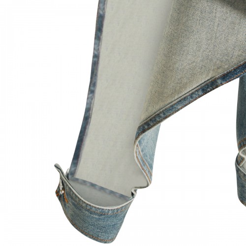 FADED BLUE PANELLED DENIM JEANS