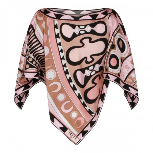 PINK AND BROWN SILK TOP