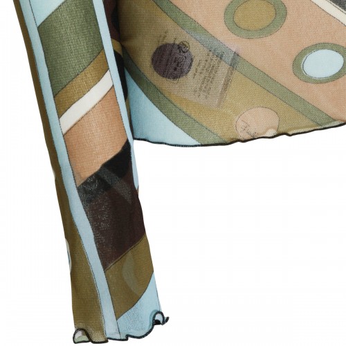 KHAKI BLUE PRINTED TOP