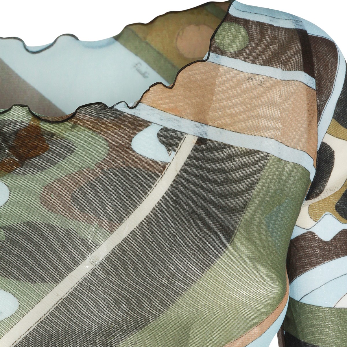 KHAKI BLUE PRINTED TOP