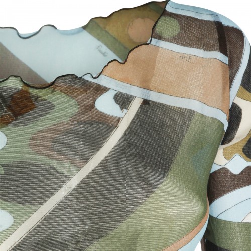 KHAKI BLUE PRINTED TOP