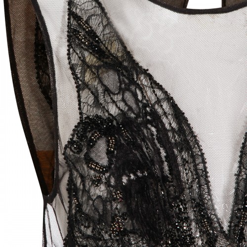 BLACK MESH LONG DRESS