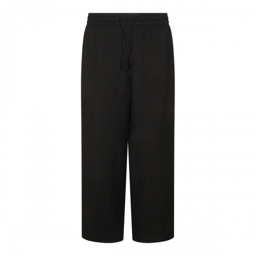 BLACK VISCOSE LINEN BLEND PANT