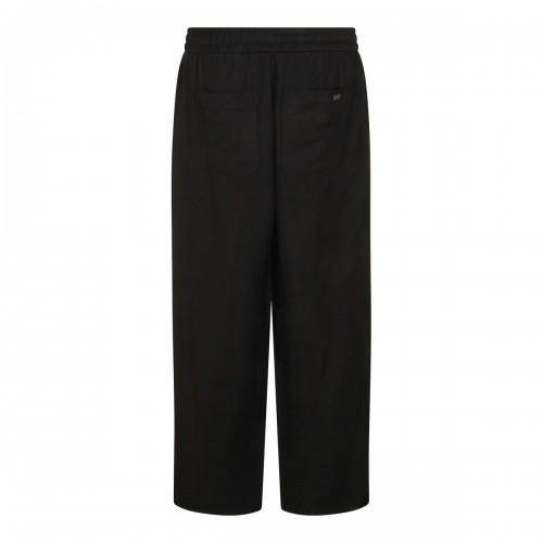 BLACK VISCOSE LINEN BLEND PANT 2