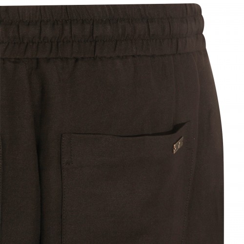 BLACK VISCOSE LINEN BLEND PANT