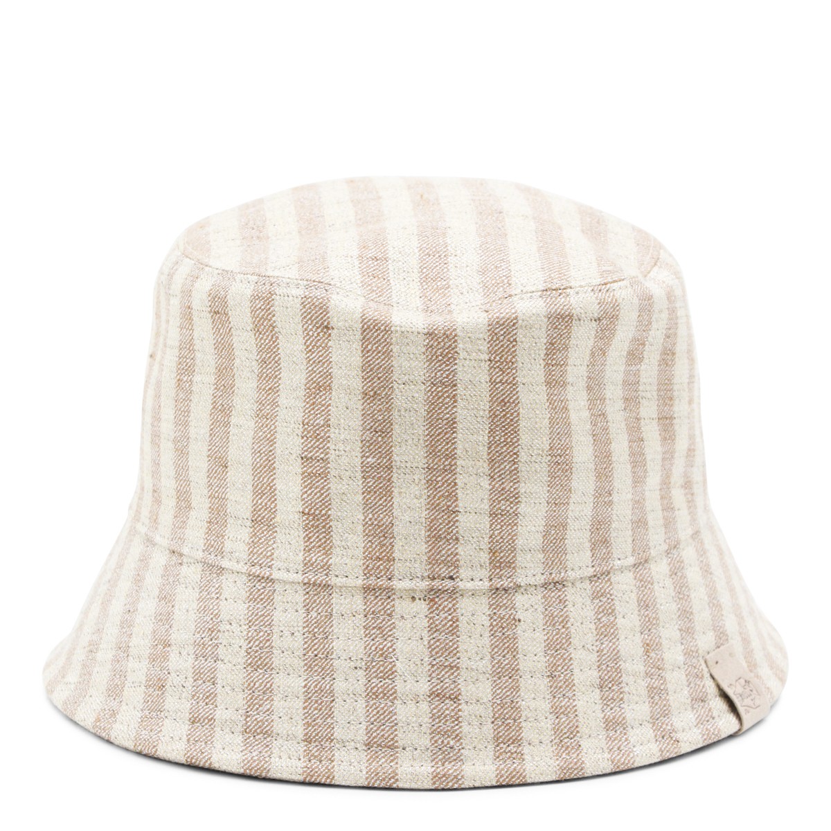 WHITE AND BEIGE COTTON STRIPE HAT
