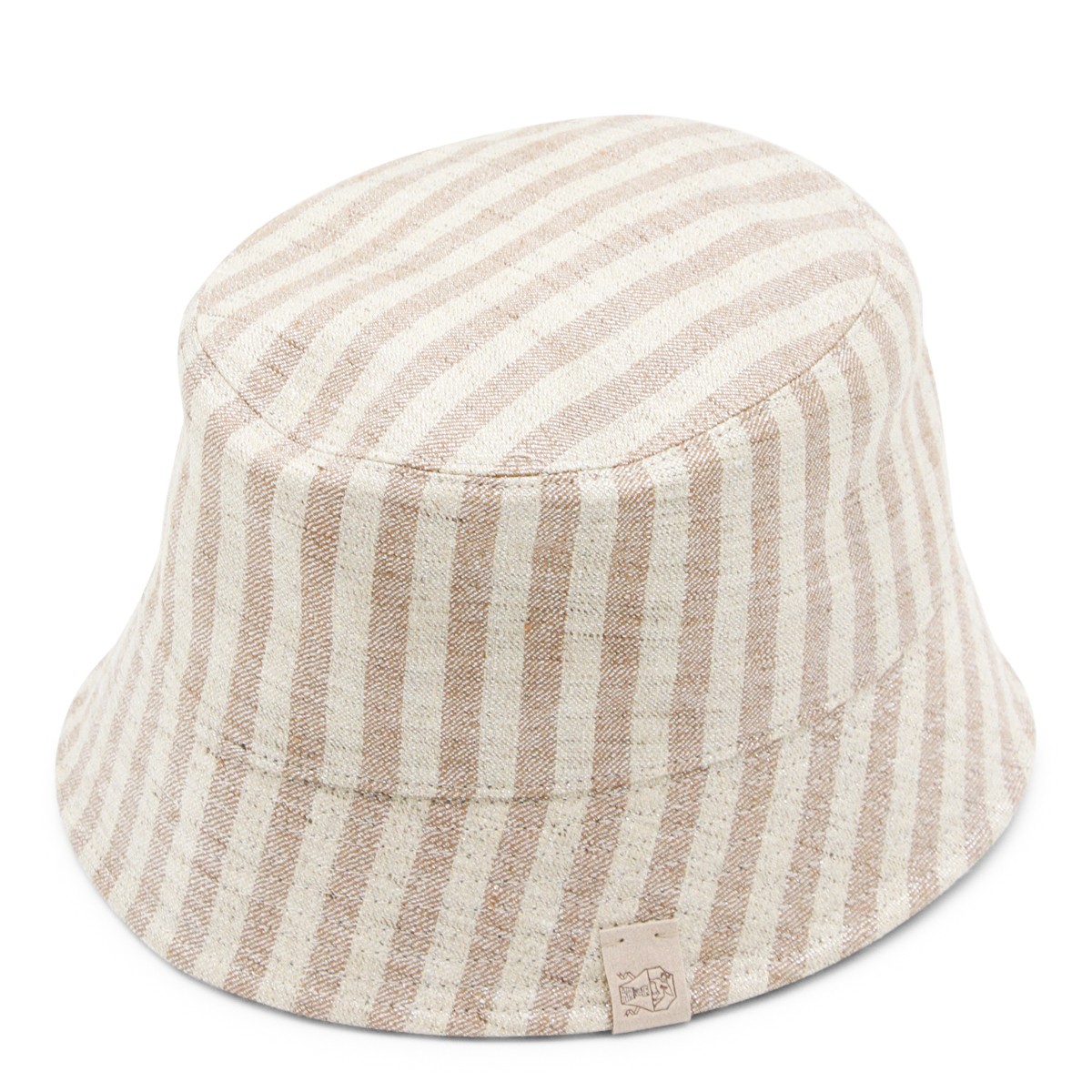 WHITE AND BEIGE COTTON STRIPE HAT