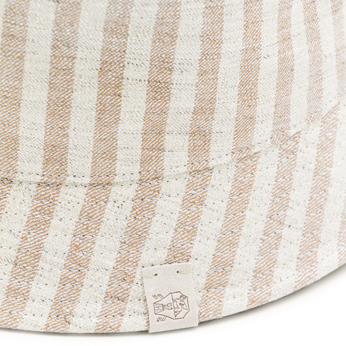WHITE AND BEIGE COTTON STRIPE HAT