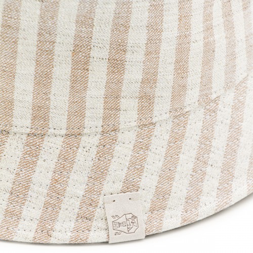 WHITE AND BEIGE COTTON STRIPE HAT