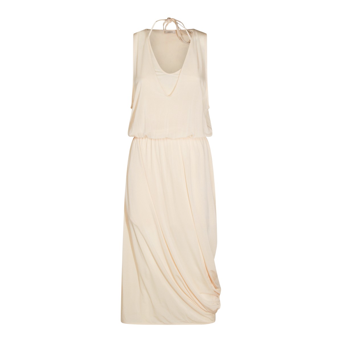 CREAM VISCOSE STRETCH LONG DRESS