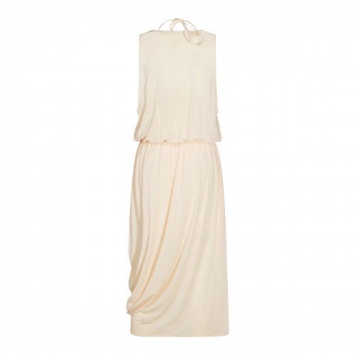 CREAM VISCOSE STRETCH LONG DRESS