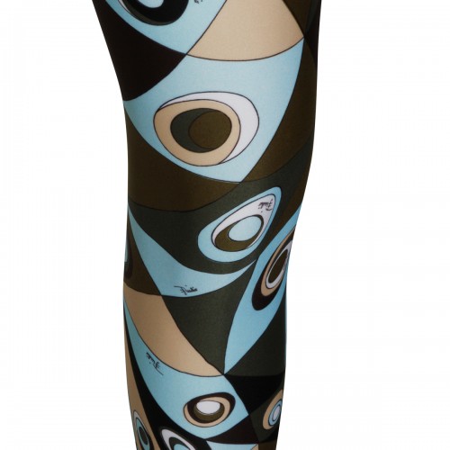 KHAKI BLUE PRINTED LEGGINGS PANTS