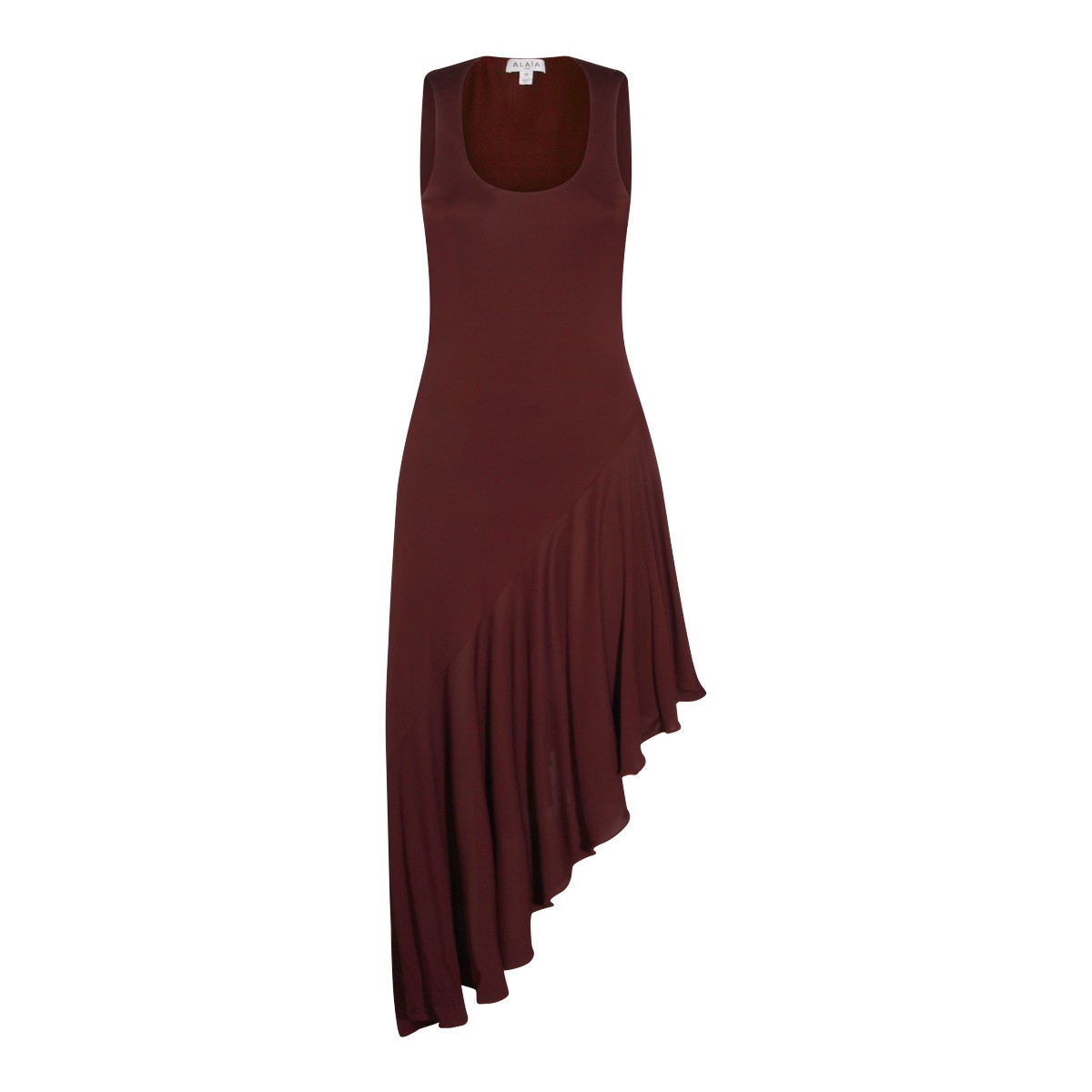 BORDEAUX VISCOSE ASYMMETRIC MID DRESS