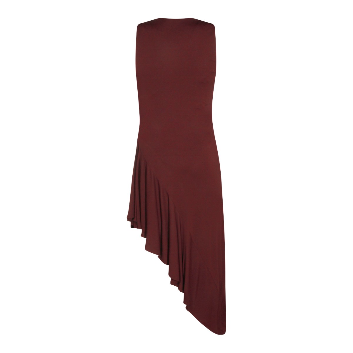 BORDEAUX VISCOSE ASYMMETRIC MID DRESS
