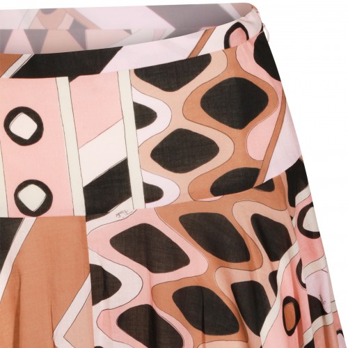 NUDE COTTON PRINTED LONG SKIRT