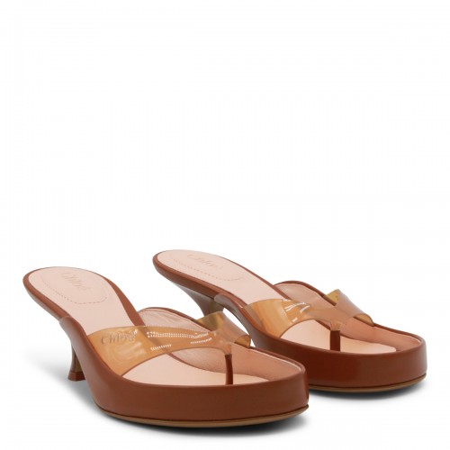 BROWN LEATHER JUNIE SANDALS