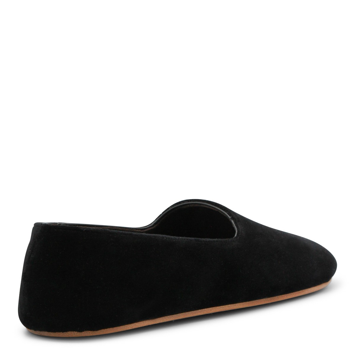 BLACK LEATHER PONTI FLATS
