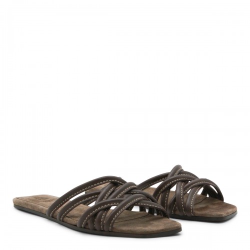 BROWN LEATHER SANDALS
