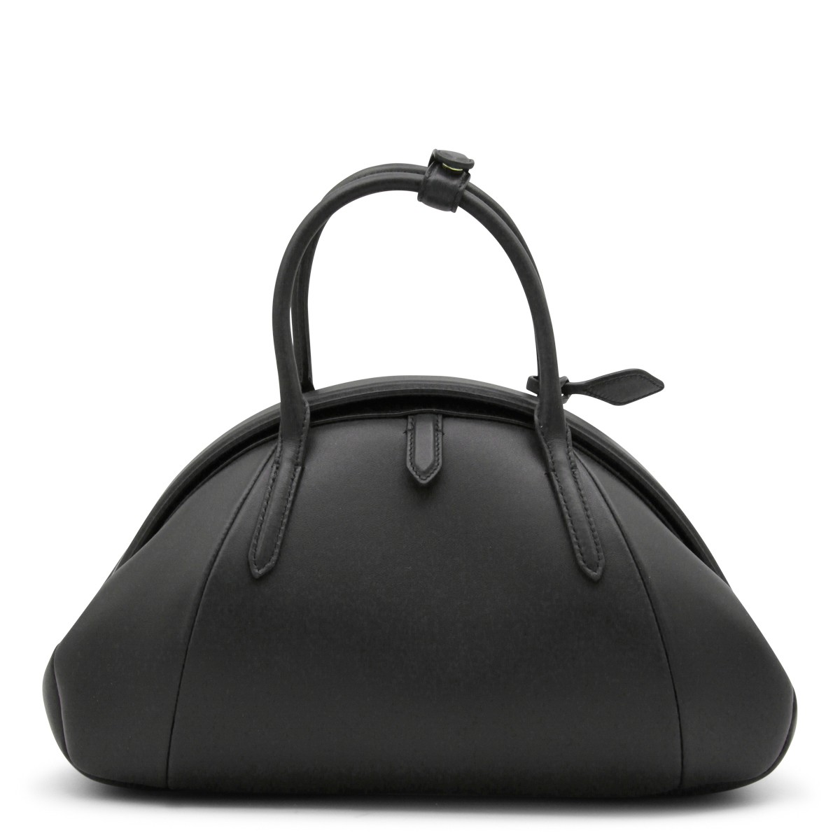 BLACK LEATHER PURSE TOP HANDLE BAG