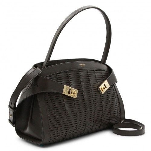 BROWN LEATHER HUG SHOULDER BAG 