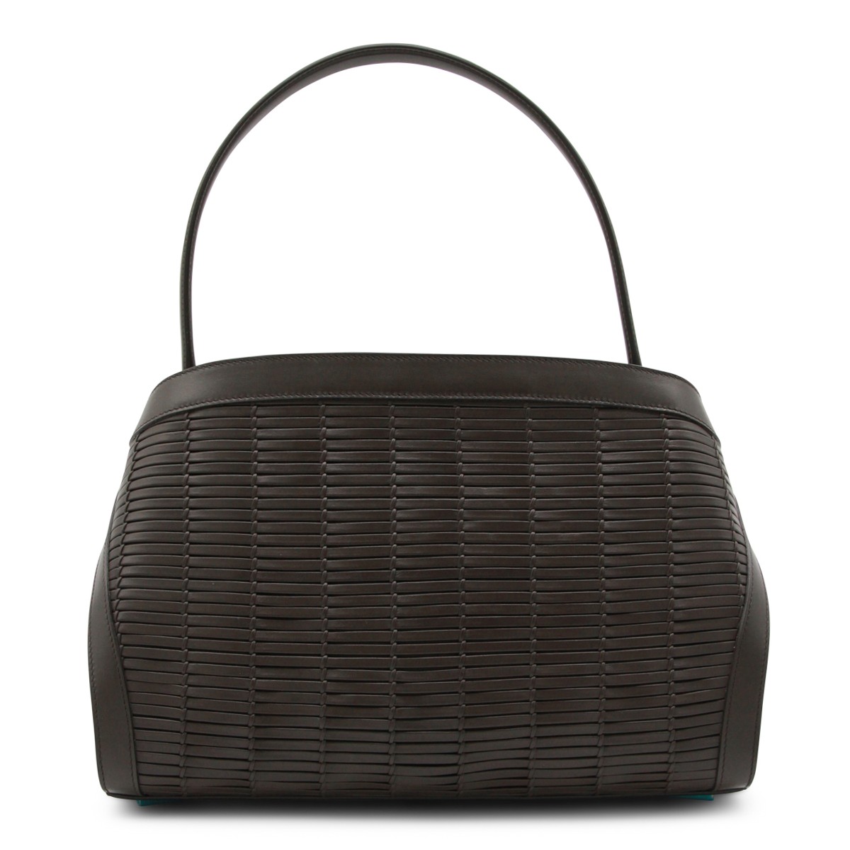 BROWN LEATHER HUG SHOULDER BAG 