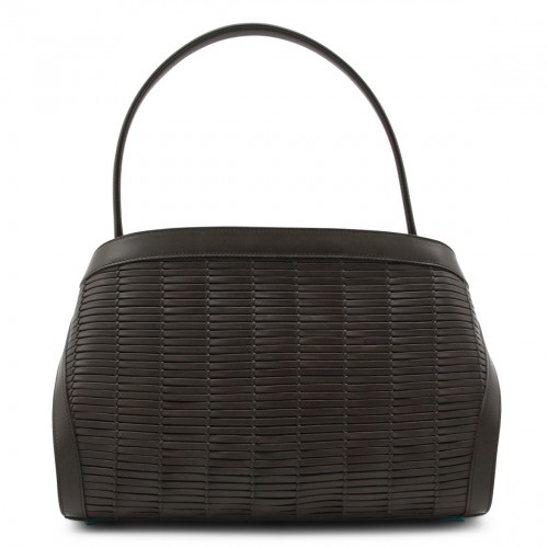 BROWN LEATHER HUG SHOULDER BAG 