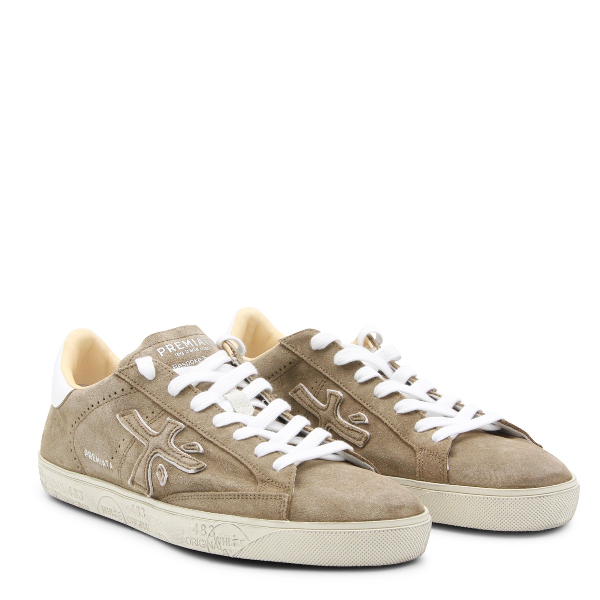 BEIGE LEATHER STEVEN SNEAKERS