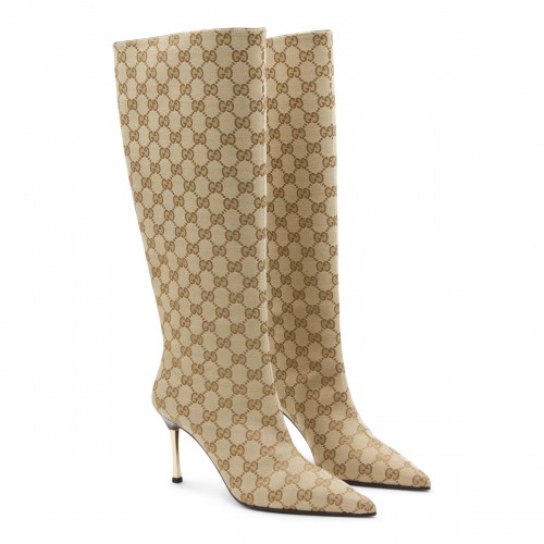 BEIGE LEATHER BOMBSHELL BOOTS 2