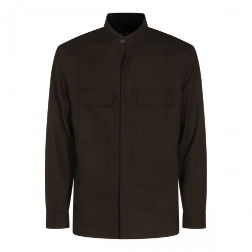 DARK BROWN LINEN CASUAL JACKET