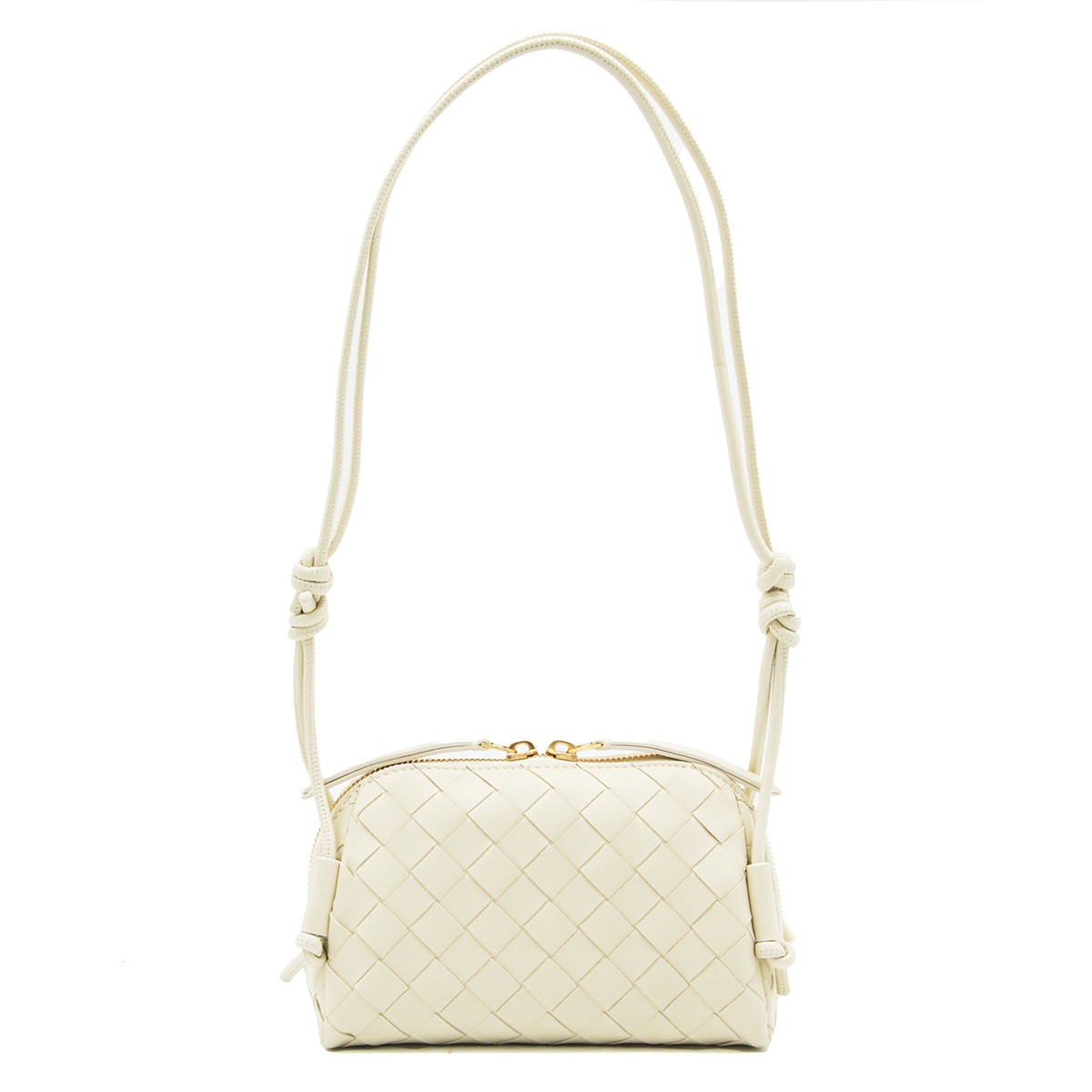 WHITE LEATHER BRAIDED CONCERT POUCH