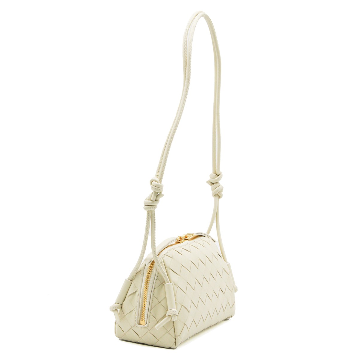 WHITE LEATHER BRAIDED CONCERT POUCH