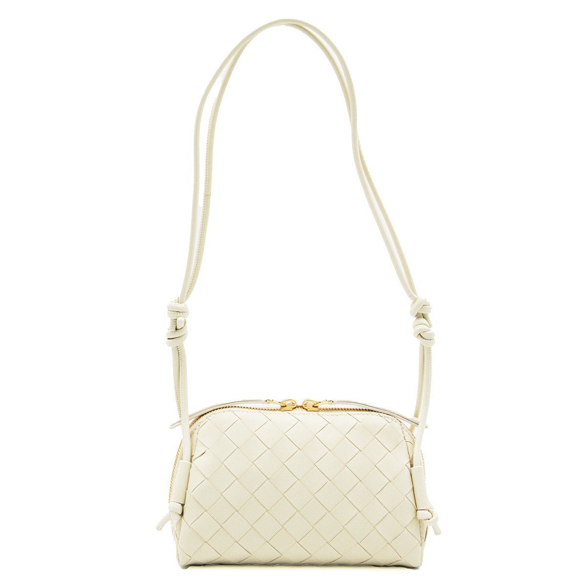 WHITE LEATHER BRAIDED CONCERT POUCH